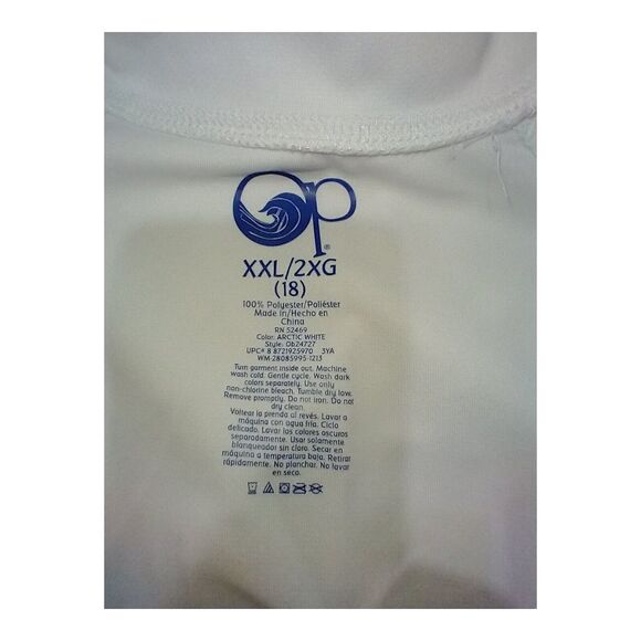 Ocean Pacific (OP) Unisex Rash Guard Shirt Size XXL/18 Arctic White Surf Sunset - Picture 5 of 5